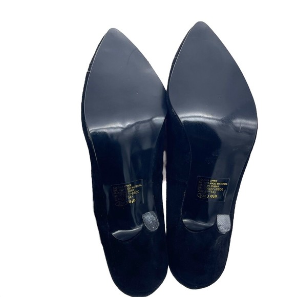 The Wild Pair Vintage 80s 90s Retro Black Suede Pointed Cap Toe Heels Pumps 8.5 - Picture 12 of 15